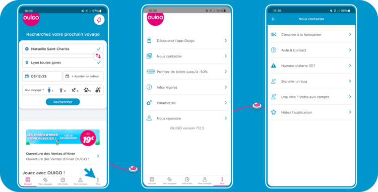 Nouveau Menu APP OUIGO
