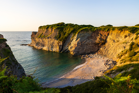 L’anse d’Erdiko-Ura, sa plage et ses falaises, depuis le domaine d’Abbadia à Hendaye
