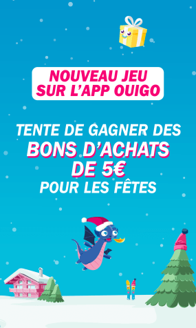 Nouveau jeu sur l'app OUIGO : tente de gagner des bons d'achat de 5€