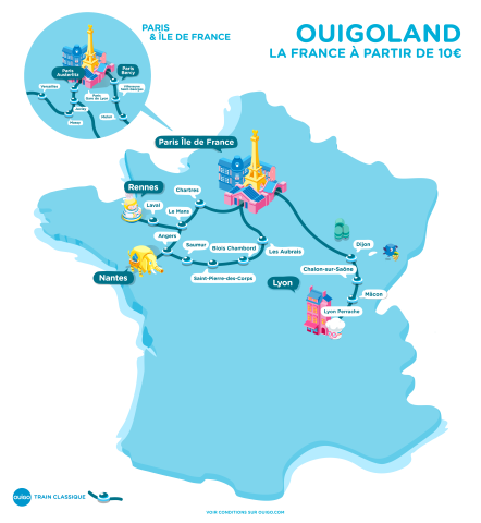 Carte des gares desservies par OUIGO Train Classique