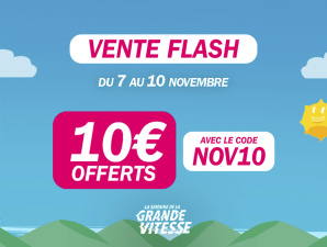 Vente Flash du 7 au 10 novembre 10 euros offerts avec le code NOV10