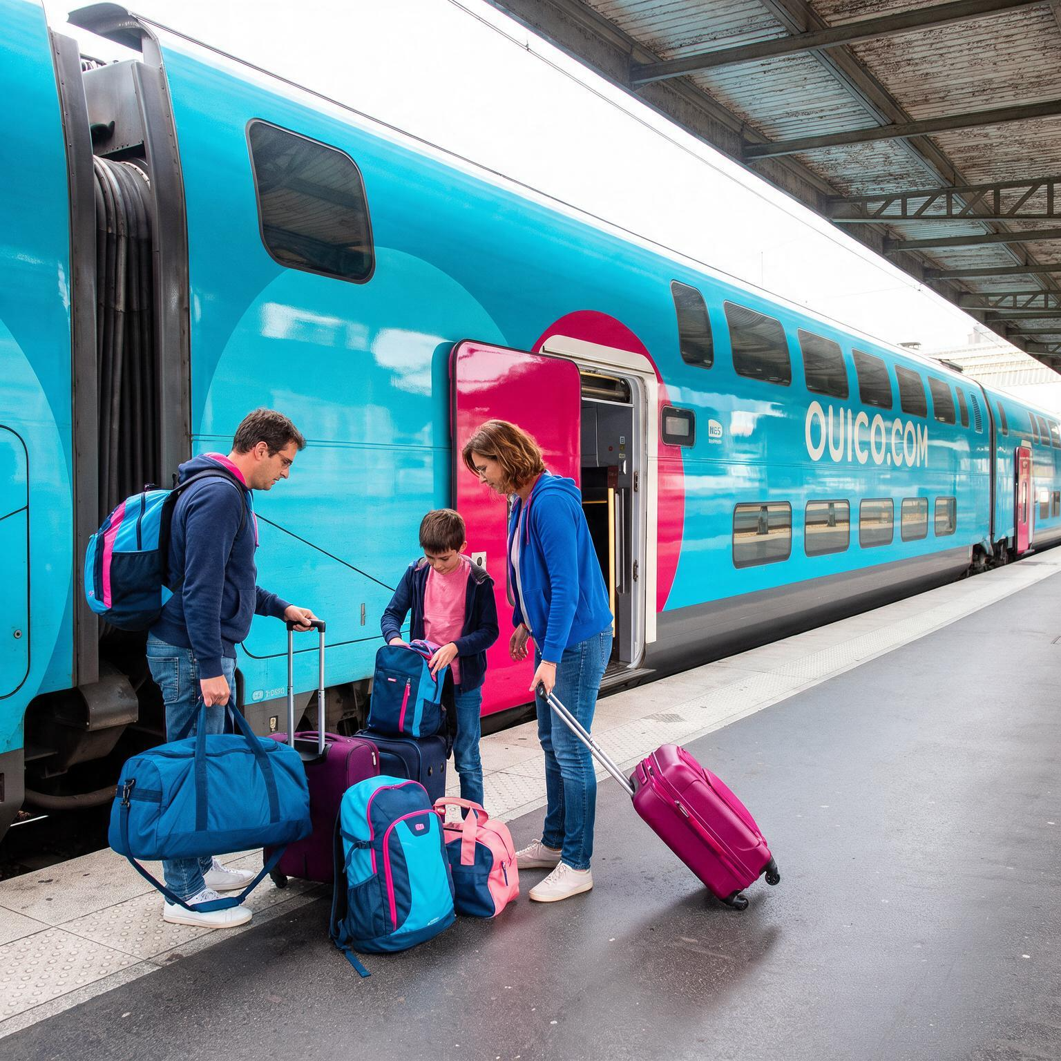 Famille voyageant dans un OUIGO